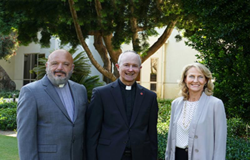 Fr. Randy Roche, Fr. Wayne Negrete, Eva Cruz-Aedo